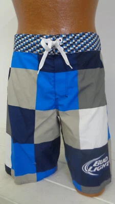 Pantalones cortos Bud Light Beer Board para hombre baúl de baño Bud Squares Foto 1 de 4