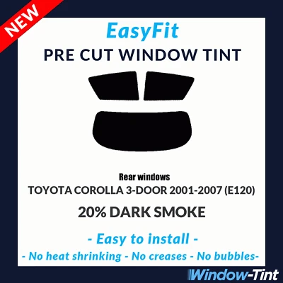 Tinte precortado estático EasyFit para Toyota Corolla 3 puertas 2001-07 (E120) 20 % oscuro Foto 1 de 3