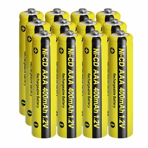12x NiCD AAA Rechargeable Batteries 1.2V 400mAh Cell for Solar Lights Button Top - Picture 1 of 6