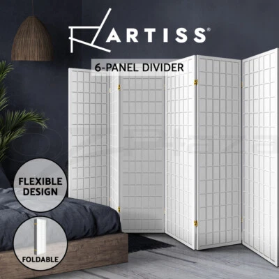Artiss 6 Panel Room Divider Screen Partition Wood Timber Fold Stand Wide White - image 1 of 4