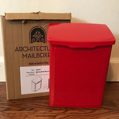 Wall Mount Architectural Mailboxes Mail Box, Red Enamelled Steel,  10"x7"x3.5" - Image 1 of 4