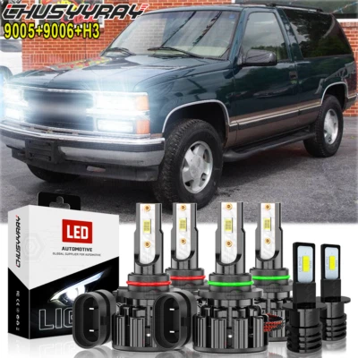 For Chevrolet Tahoe 1995-2000 6x 9005 9006 H3 LED Headlight High Low + Fog Light - Image 1 of 4