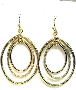 Vintage Gold Patterned Multiple Oval Hoop Earrings - Picture 1 of 2