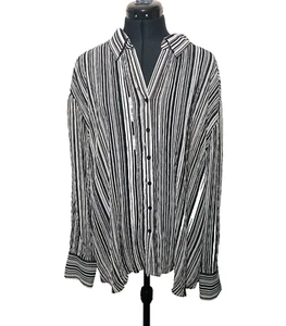 Amelie May Shirt Women Size 22 Button up Blouse Striped Black and White - Picture 1 of 9