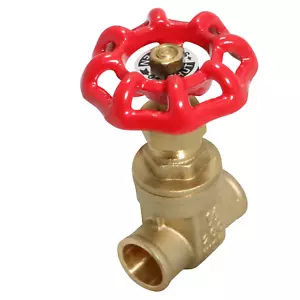 (100) 1/2" SWEAT BRASS GATE VALVE 200 PSI WOG ( LEAD FREE, NSF / ANSI16.18 ) - Picture 1 of 4