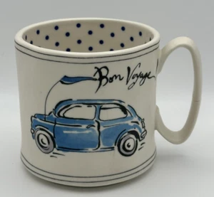 Anthropologie Skizzenbuch blaue Punkte Käfer Auto Bon Voyage Kaffeebecher BITTE LESEN - Bild 1 von 16