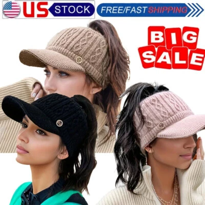 Winter Warm Knitted Tennis Hat Breathable & Cozy Stretchy Knitted Baseball Hats - Imagem 1 de 4