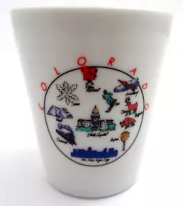 COLORADO SHOT GLASS VINTAGE STATE TRAVEL SOUVENIR DEER MOUNTAIN ASPEN CERAMIC - Picture 1 of 5