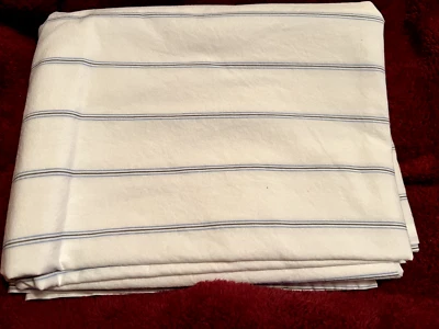 NAUTICA ~ Twin Flat Sheet 100% Cotton White Blue Gray Stripe - Image 1 of 4