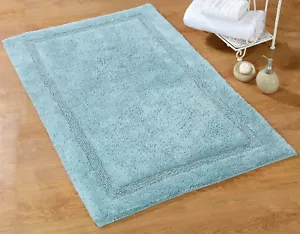 Bath Rug Cotton, 36x24 In, Anti-Skid, Arctic Blue, Washable, Regency - Picture 1 of 3