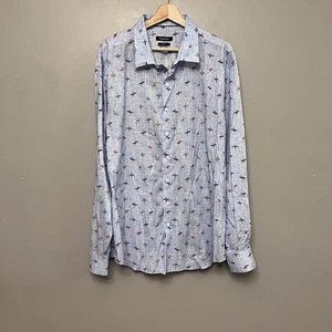 Neu ohne Etikett Bugatchi Shaped Fit Button Down LS Herrenhemd Surferdruck Größe XXL - Bild 1 von 11