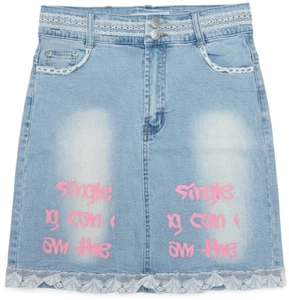 Ladies Denim Skirt Womens Trend Blue Mid Stretchy Denim Skirt With Pockets Size - Picture 1 of 7