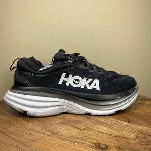 Hoka One One Bondi 8 Womens Black And White Size 10 Running Shoes 1127952 BWHT - Picture 1 of 12