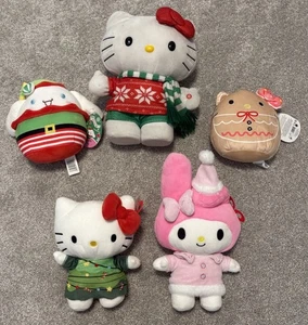 Hello Kitty and Friends Sanrio Christmas Plush Bundle with Tags Lot Of 5 - Picture 1 of 12