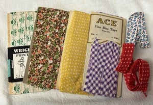 Nastro bias modello vintage fioriere verdi marrone floreale viola gingham & pois - Foto 1 di 6