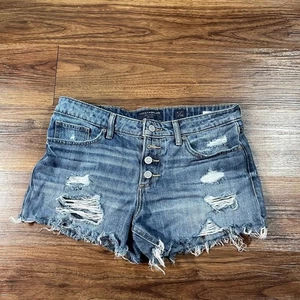 Lucky Brand The Cut Off blaue Jeansshorts Knopfleiste Baumwolle abgenutzt Damen 6/28 - Bild 1 von 10