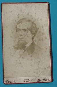 Foto antigua CDV de 1875 de hombre barbudo Portland ME nota manuscrita en la parte posterior - Imagen 1 de 4