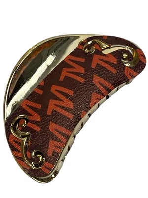 Acrílico Dorado Tamaño Mediano con Clip de Garra de Cuero Marrón y Naranja Accesorio para el Cabello Foto 1 de 4