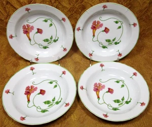 4 Denby Fine China YOUR MAJESTY 8" rimmed soup bowls -Floral & green trim - Picture 1 of 4