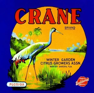 f05 Winter Garden Florida Crane Orange Citrus Fruit Crate Label Fridge Magnet - Picture 1 of 1