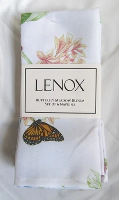 Nuevo Juego de 6 servilletas Lenox Butterfly Meadow Bloom poliéster 19 pulgadas x 19 pulgadas Foto 1 de 3