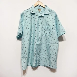 Haggar Herren Blau Martini Glas Kurzarm Button Down Hemd Größe Large - Bild 1 von 4