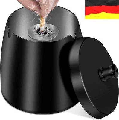 Outdoor Edelstahl Aschenbecher mit Deckel – Wind- & Regenschutz, rutschfest - Bild 1 von 4