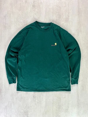 Carhartt Mens Tshirt Sz XL Dark Green Long Sleeve Heavy Thread Embroidered - Image 1 of 4