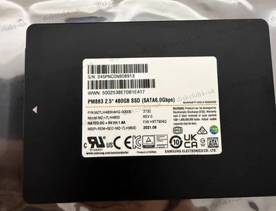 Samsung PM883 480GB SSD 2.5" SATA 6Gbps Solid State Drive MZ7LH480HAHQ-00005 SSD - Image 1 of 3