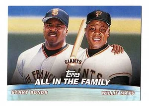 2001 Topps BB Combos #19 All In The Family Barry Bonds Willie Mays Giants BV $4 - Foto 1 di 1