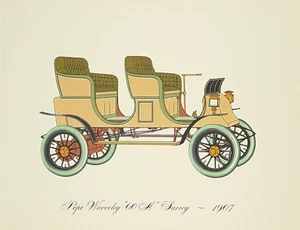 Pope Weverley 60 A Surrey 1907 Lithographie Clarence P. Hornung Antik Automobil - Bild 1 von 1