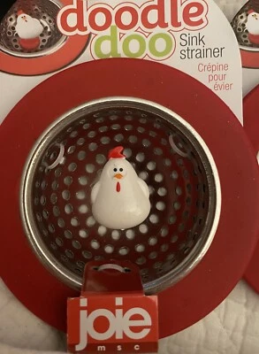 Colador de fregadero de acero inoxidable Joie MSC Doodle Doo rojo pollo mantiene los desagües limpios Foto 1 de 3