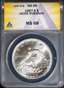 1997-S $1 Silver Jackie Robinson MS 68 ANACS # 7786827 + Bonus - Picture 1 of 2