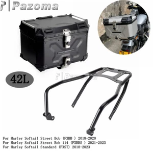 Estuche superior de aluminio con portaequipajes para Harley Softail Street Bob 114 FXBBS 2021-23 - Imagen 1 de 12