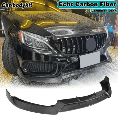 Carbon Splitter Lippe Spoiler Frontspoiler für Benz W205 C205 C200 C43 AMG 15-17 - Bild 1 von 4