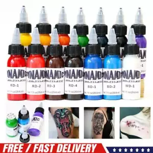 14COLOR Tusz do tatuażu 1 uncja Czerwony Zielony Biały Czarny Niebieski Brązowy Fioletowy Różowy Kolory Nowy - Zdjęcie 1 z 27