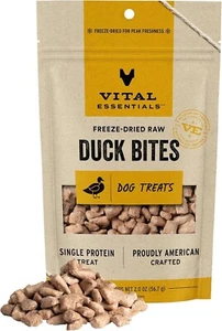 Vital Essentials Freeze Dried Duck Bites Dog Treats - Picture 1 of 6