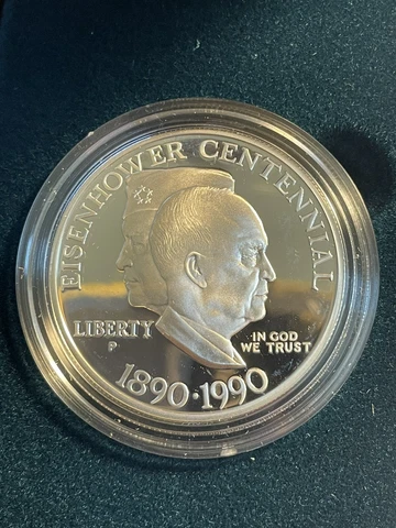 1990 P 34TH PRESIDENT DWIGHT DAVID EISENHOWER SILVER DOLLAR - UNCIRCULATED Cover