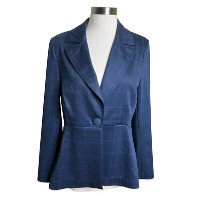 Blazer Cabi Sunset Kiss para mujer 6 azul ventana cuello con muescas a cuadros 5475 Foto 1 de 4