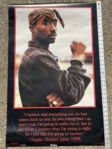 Vintage 2pac Tupac Poster 1999 Scorpio Afeni Shakur Heaven Quote Rap Music - Picture 1 of 6