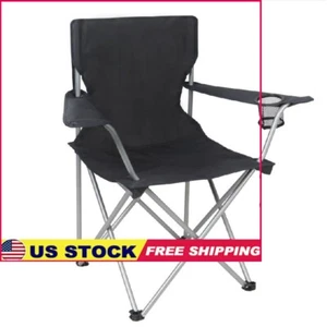 Folding Camping Chair Portable Outdoor Seat W/ Cup Holder 225 Lbs Capacity New - Picture 1 of 14