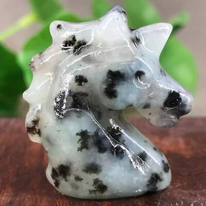 1pcs natural tianshan blue unicorn skull quartz crystal carved Figurines 1" - Picture 1 of 12