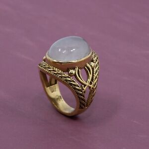 Gold Plated Brass Rose Quartz Oval Gemstone June Birthstone Ring For Man Woman