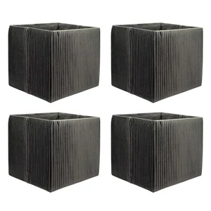 4 Pack Cube Insert - Pleated Velvet Grey - 32x33x37cm - fits KALLAX (04502x4) - Picture 1 of 6