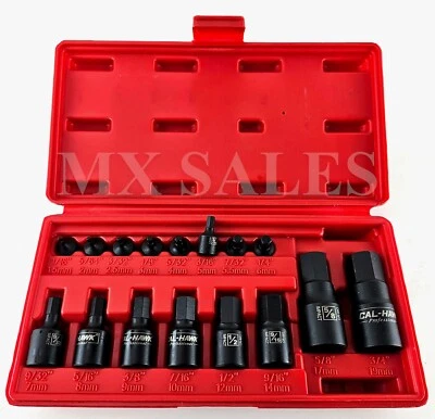 16PC PRO HEX ALLEN MASTER IMPACT SOCKET BIT SET SAE CR-MO 1/4",3/8",1/2" - Image 1 of 3