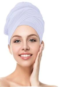 White Long Jersey Head Wrap for Women Stretch Lightweight Turban Scarf Summer - Picture 1 of 6