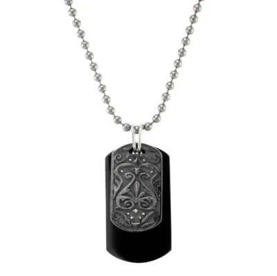 NOVO EM FOLHA Edward Mirell Colar de Titânio Preto Dog Tag COM BOLSA - Imagem 1 de 2