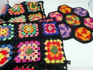 Handmade Crocheted Granny Afghan 36" by 45" Throw PLUS Matching 17" Table Doily - Picture 1 of 12