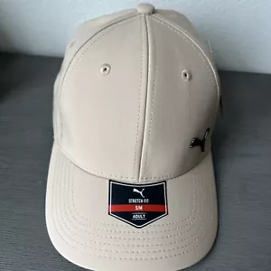 Puma Evercat Stretch Fit Baseball Cap Hat Men S/M Small Medium COLOR Tan Black - Picture 1 of 5