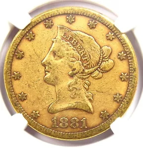 1881-CC Liberty Gold Eagle $10 Carson City Coin - Certified NGC VF35 - Rare Date - Picture 1 of 4